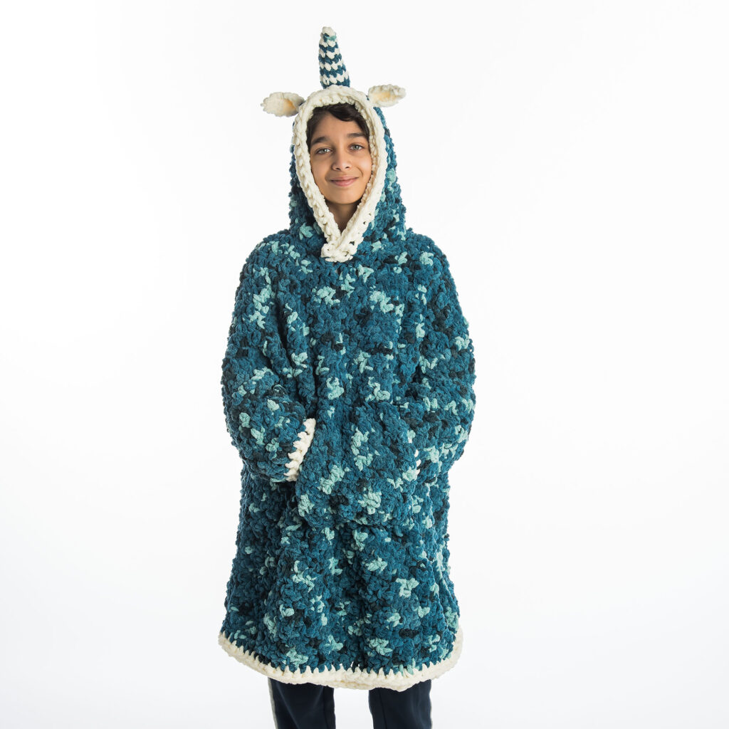 Bernat Unique Unicorn Kids Crochet Blanket Hoodie Free Downloadable