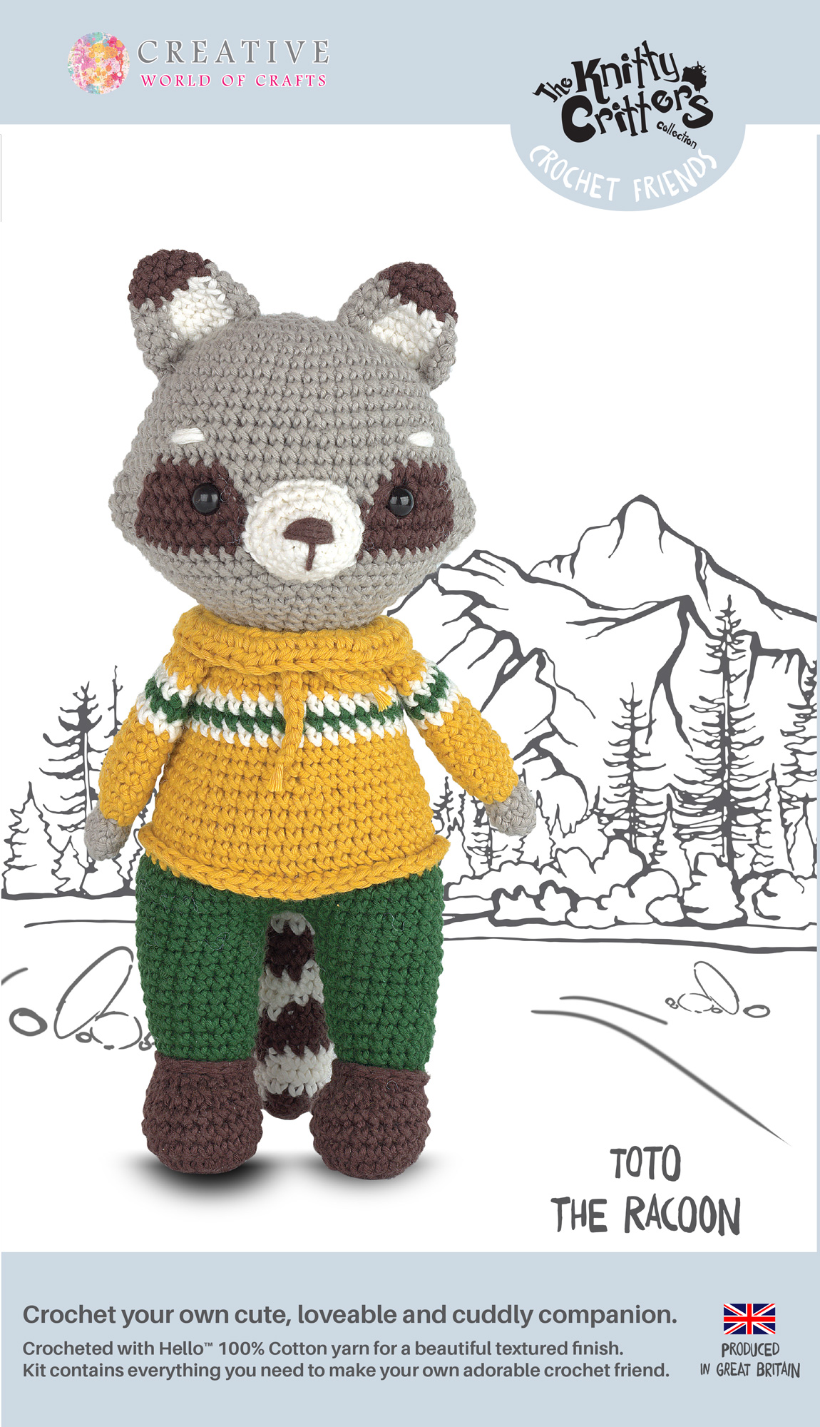 Knitty Critters - Crochet Friends - Toto Racoon