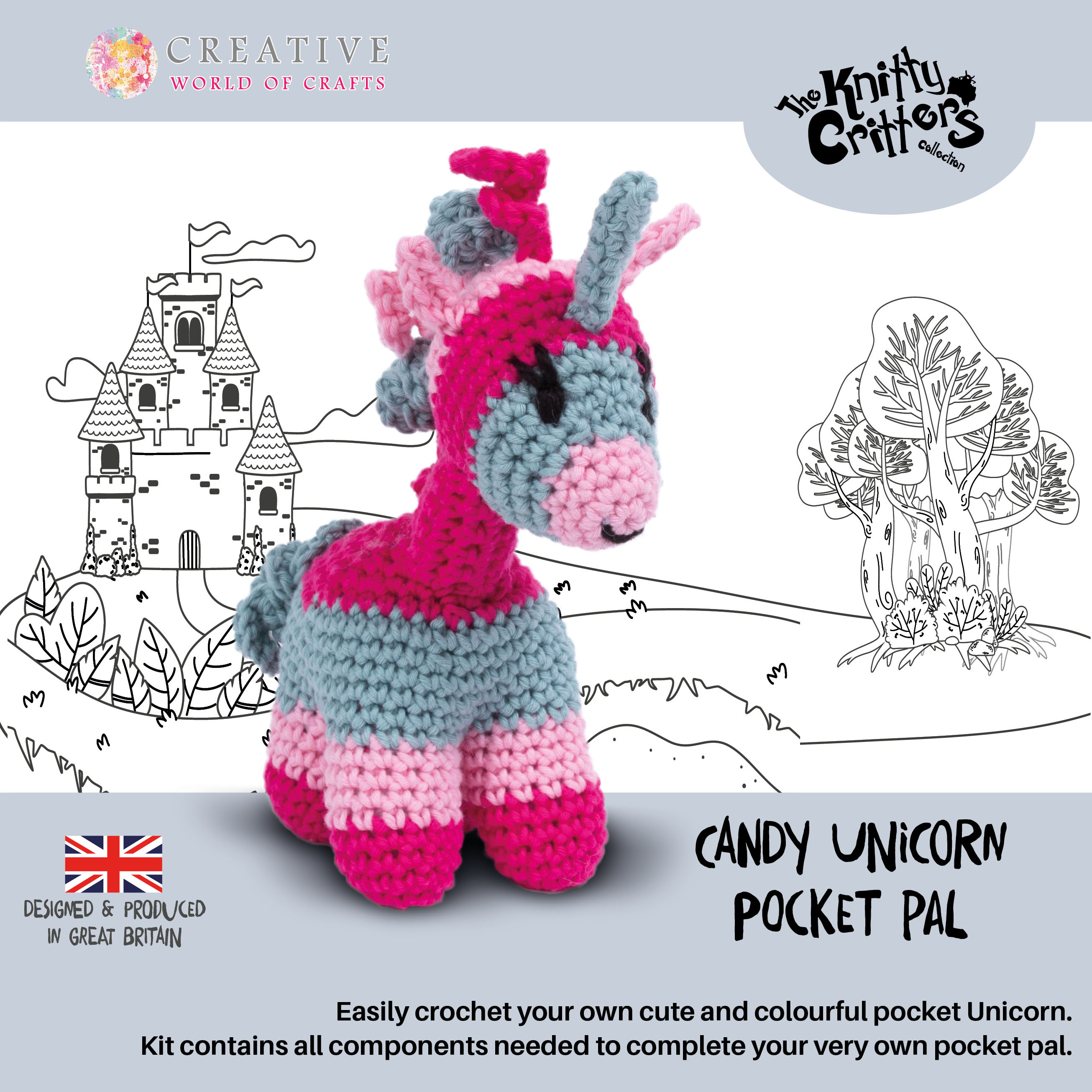 Knitty Critters - Pocket Pals - Candy Unicorn
