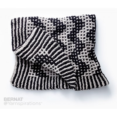 Bernat - Mosaic Chevron Knit Blanket - Free Downloadable Pattern