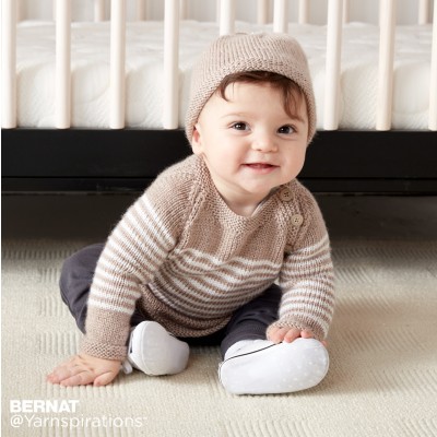 Bernat - Wee Stripes Knit Pullover And Hat - Free Downloadable Pattern