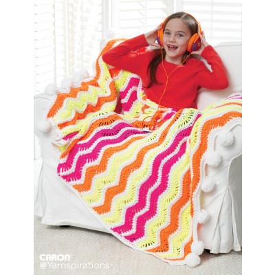 Caron - Bright Zig Zag Stripes Crochet Blanket - Free Downloadable Pattern