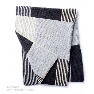 Caron - Essential Stripes Knit Blanet - Free Downloadable Pattern