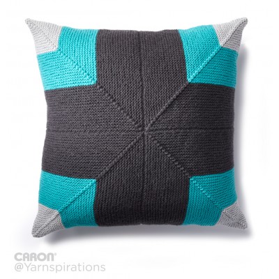 Caron - Mighty Mitered Knit Pillow - Free Downloadable Pattern