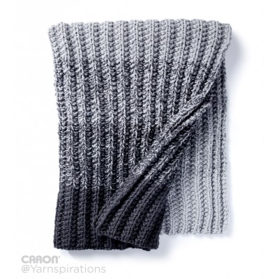 Caron - Ombre Ridge Knit Blanket - Free Downloadable Pattern