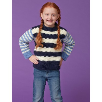Caron - Duo Stripes Kids Pullover - Free Downloadable Pattern