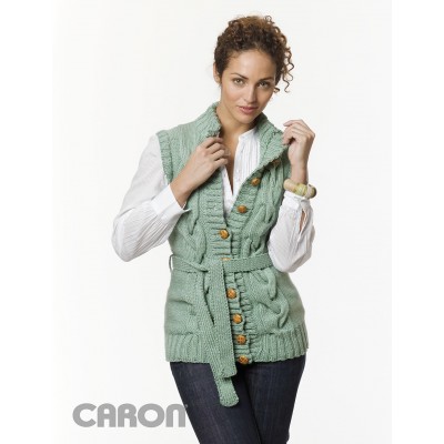 Caron - Long Cabled Vest - Free Downloadable Pattern